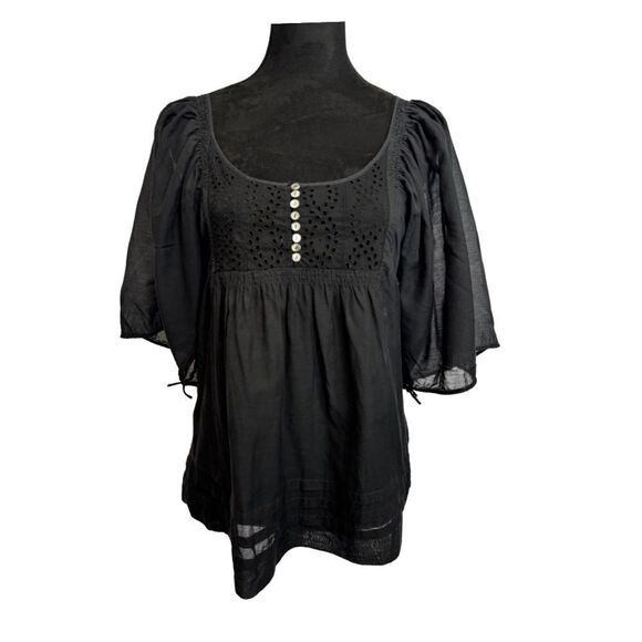 Rebecca Taylor Silk Blend Top Black - Picture 2 of 12